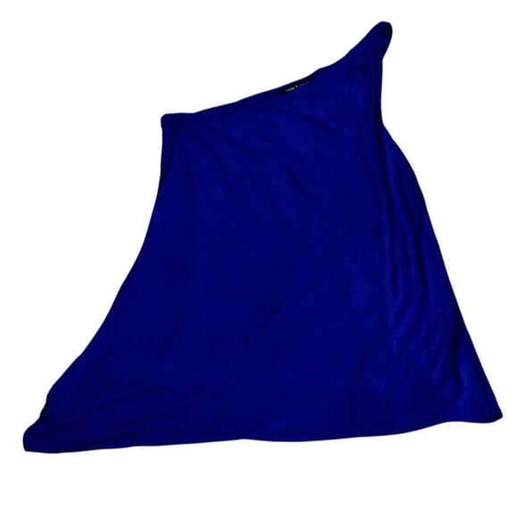 Women's Cable and Guage Royal Blue One Shoulder Lined Swing Top Size L - Picture 1 of 7